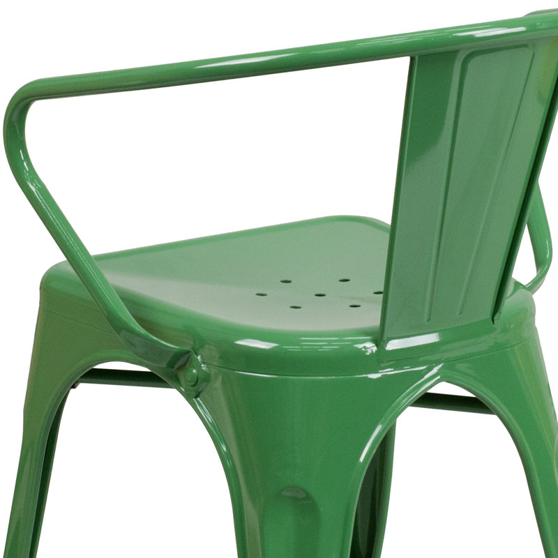 Chaise intérieure / extérieure en métal Joubert de qualité commerciale avec accoudoirs, vert