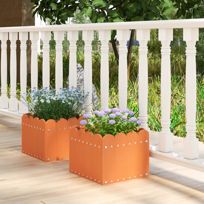 Arlmont & Co., ensemble de 2 jardinières carrées en pot de fleurs en Hdpe résistant aux intempéries