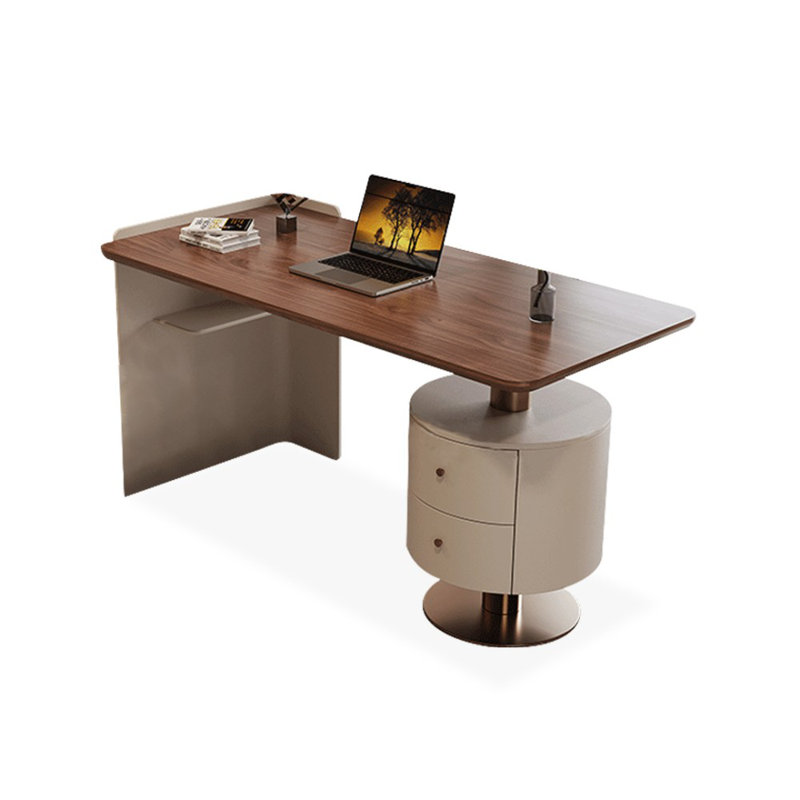 Bureau rectangulaire blanc massif en bois manufacturé avec 2 tiroirs, H 29,53 po x l 55,12 po x P 27,56 po