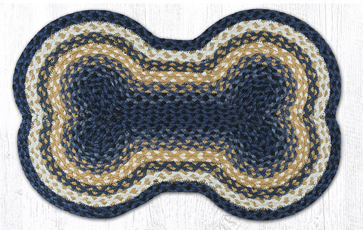  Tapis pour animaux en coton tressé bleu clair, bleu foncé et moutarde, 18 po x 28 po