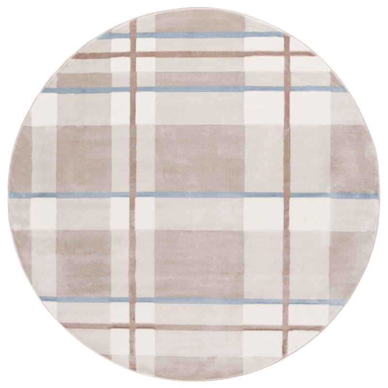 Arainna Performance Plaid Rug, Round 6'7"