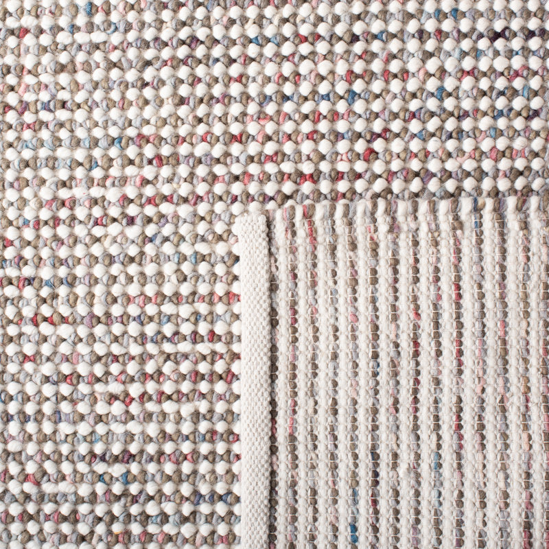 Handmade Ivory and Gray Wool Rectangular Area Rug
