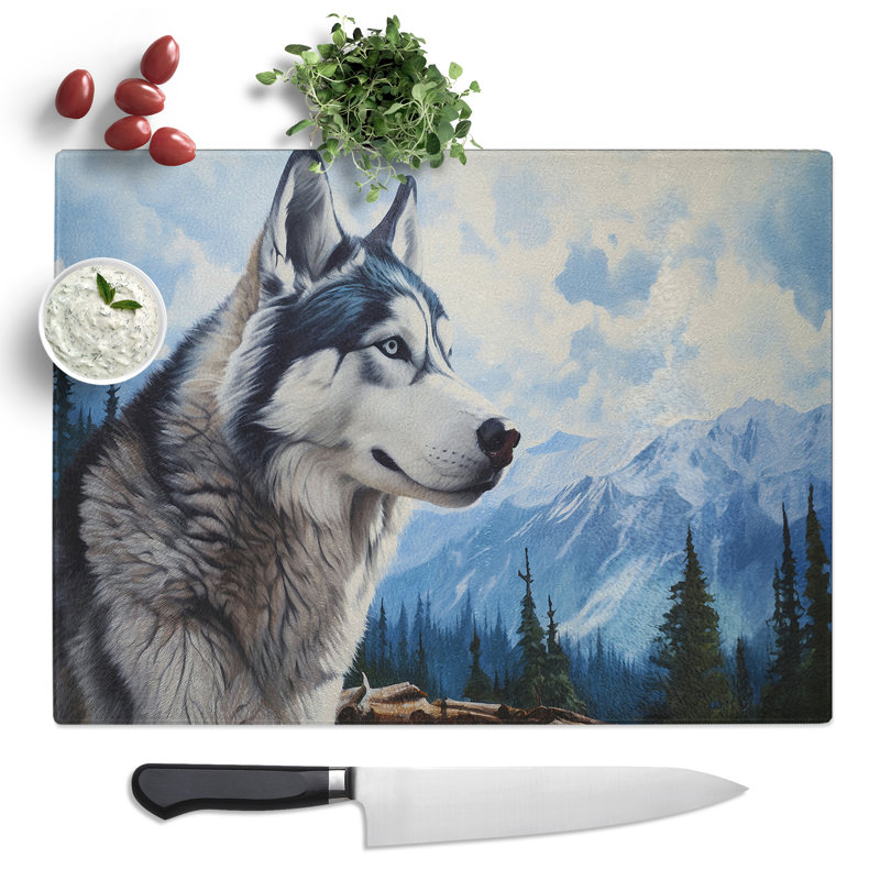 Husky Photograph 8K  Glass Chopping Board