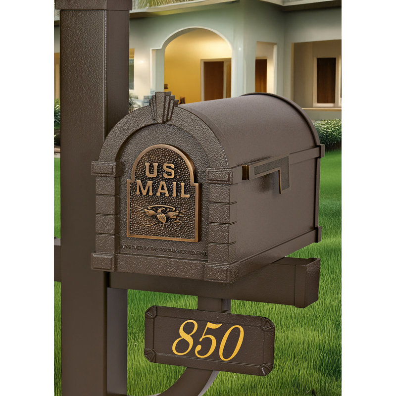 Bronze Aluminum Mailbox with Polished Brass Eagle Accent