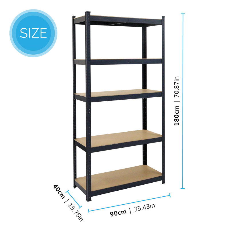 5 Tier Metal Shelving Adjustable Unit 180 H, Black