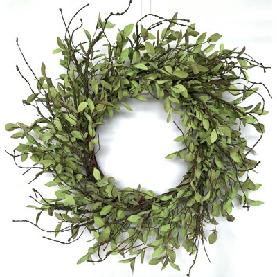 24" Handmade Spring Tea Leaf Front Door Wreath