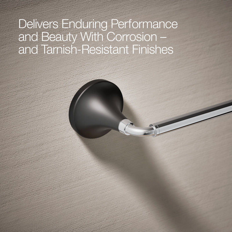 Tone Towel Bar, Polished Chrome/Matte Black, 24"W