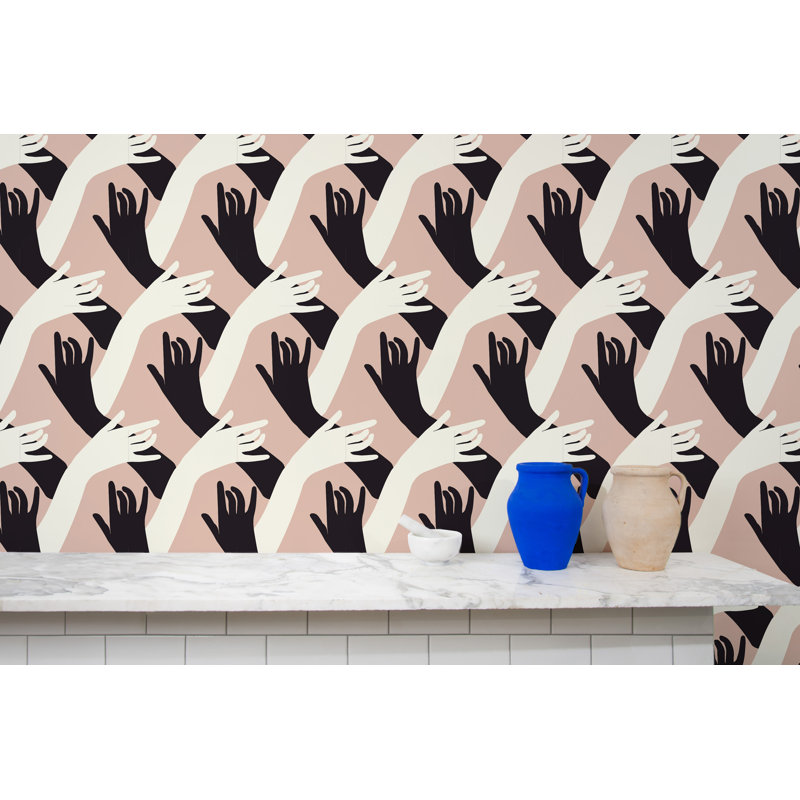 Connect Wallpaper by Natalie Papier, Dusty Blush, Non-Pasted, Paper