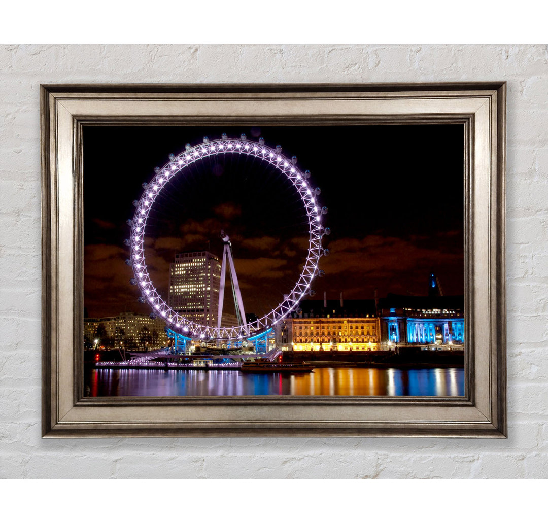 London Eye Water Lights - Einzelner Bilderrahmen Kunstdrucke