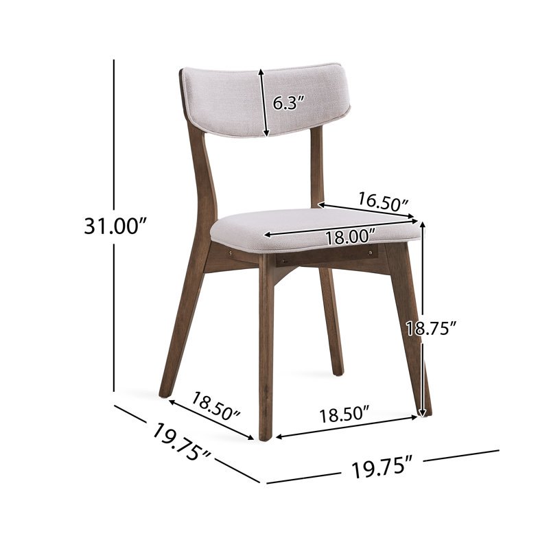 Chaise de salle à manger rembourrée Hoopes, Noyer naturel, Beige clair