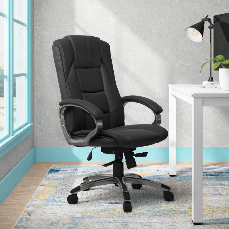 Genuine Leather Executive Chair, Black