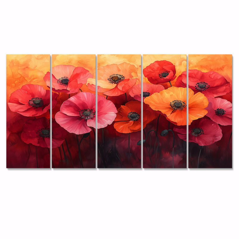 Ketcham - coquelicots - art mural traditionnel, 5, H 32 po x l 80 po