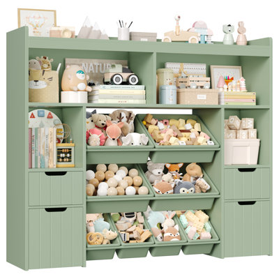 55.1"W Toy Storage Organizer With 4 Drawers & 8 Bins by HOMECHO