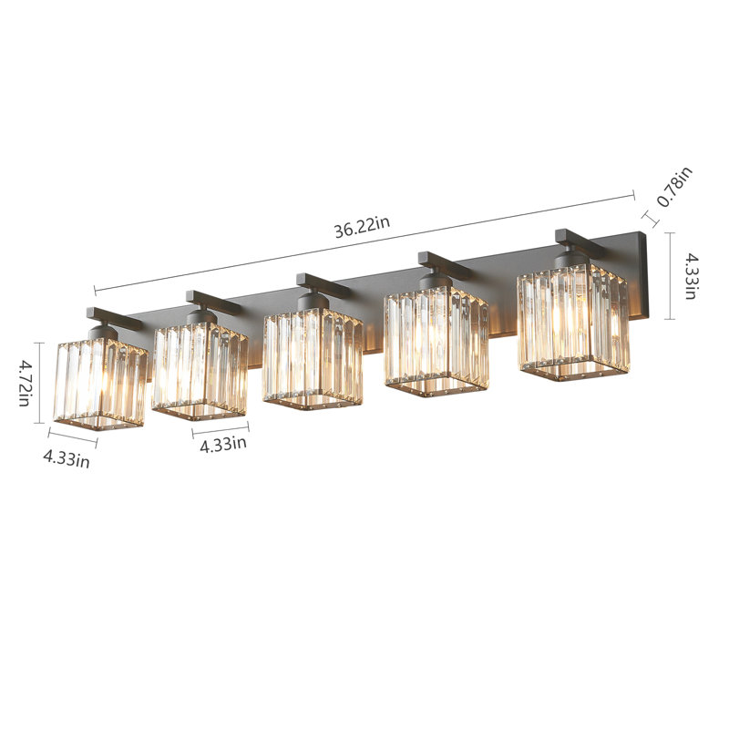 Lanceton Dimmable Vanity Light, Black, 5 Lights