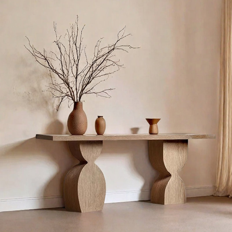 Table d'entrée en bois massif Wabi-Sabi, Burlywood, H 29,5 po x l 59,1 po x P 11,8 po