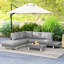 Outsunny 3 Pieces Rattan Garden Furniture Set Sofa Set 5-Seater Light Grey