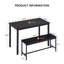 Ensemble de table de salle à manger peu encombrante avec bancs, panneau de particules durable et acier, style industriel pour la cuisine, la salle à manger ou le salon