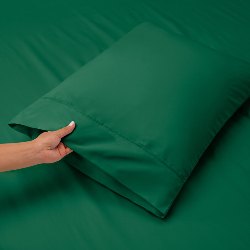 Microfiber Sheet Set, Green, Split King Fitted Sheet
