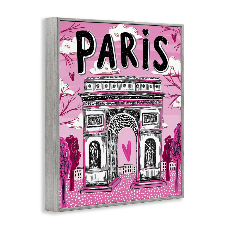 Giclée romantique de Paris Arc de Triomphe, design par Jess Stempel, Giclée de ferme grise encadrée, H 30 po x l 24 po