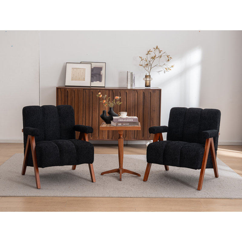 Chaise d'appoint rembourrée (ensemble de 2), Noir, 2