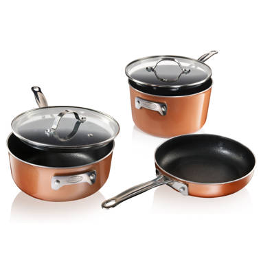 Gotham Steel Copper 8-Piece Stainless Steel Cookware Set with Non