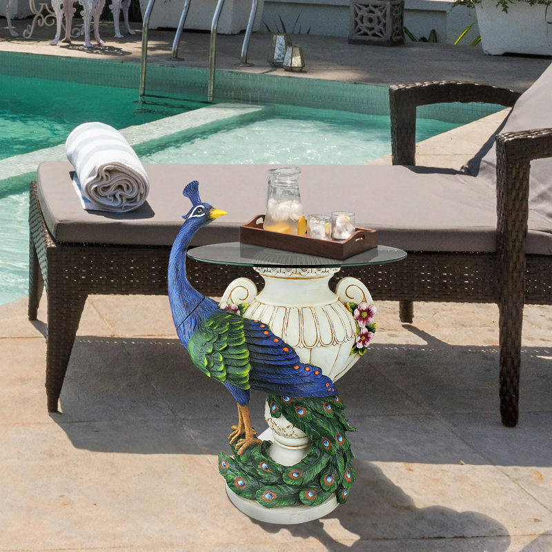 Table de bout Staverden Castle Peacock Figurine