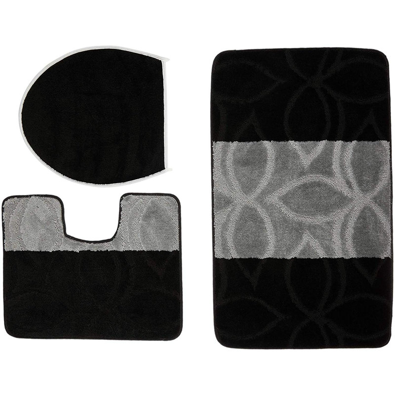 Ensemble de tapis de bain 3 pièces Puaina, Noir / gris