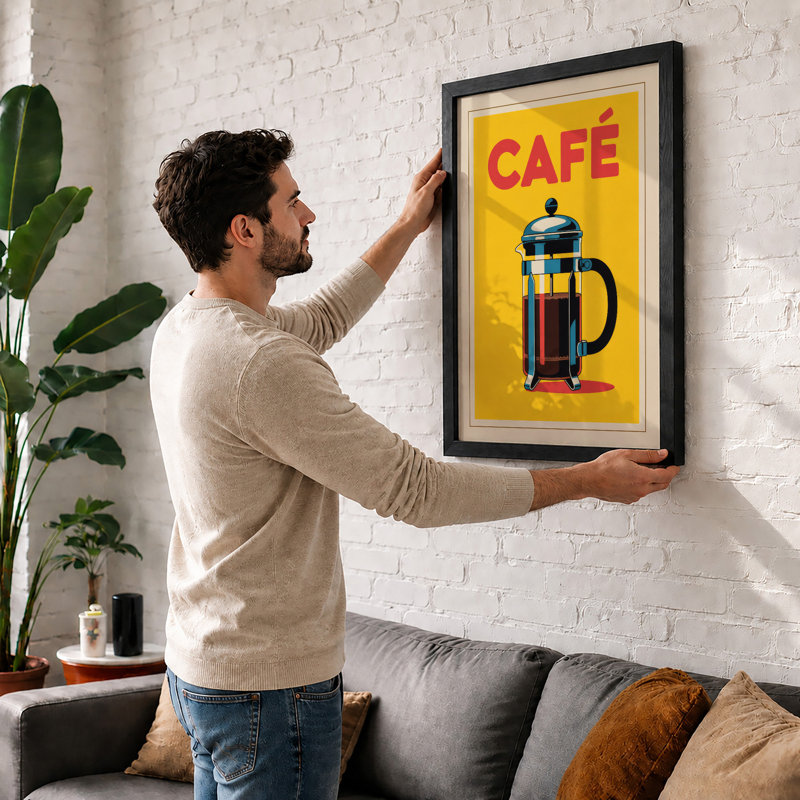 Café Press Retro - Framed Print, Oak, A3 - 42.0 x 29.7 cm