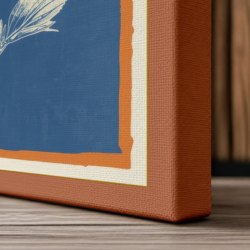 Daisy in Blueprint Botanical - Wrapped Canvas, 24x16 - 61.0 x 40.6 cm, Terracotta Border