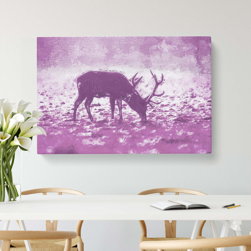 A Grazing Stag in Abstract - Wrapped Canvas, 50cm H x 76cm W x 3cm D