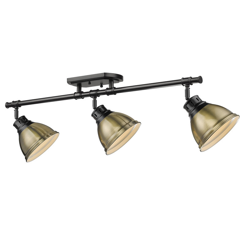 Plafonnier semi-encastré 3 lumières Bryannah, Laiton vieilli, Noir mat