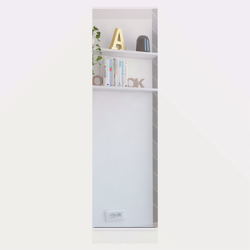 Armoire à chaussures rectangulaire haute avec miroir, Blanc