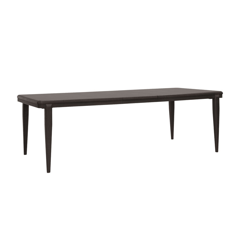 Brown Wood Extendable Rectangular Dining Table with Tapered Legs