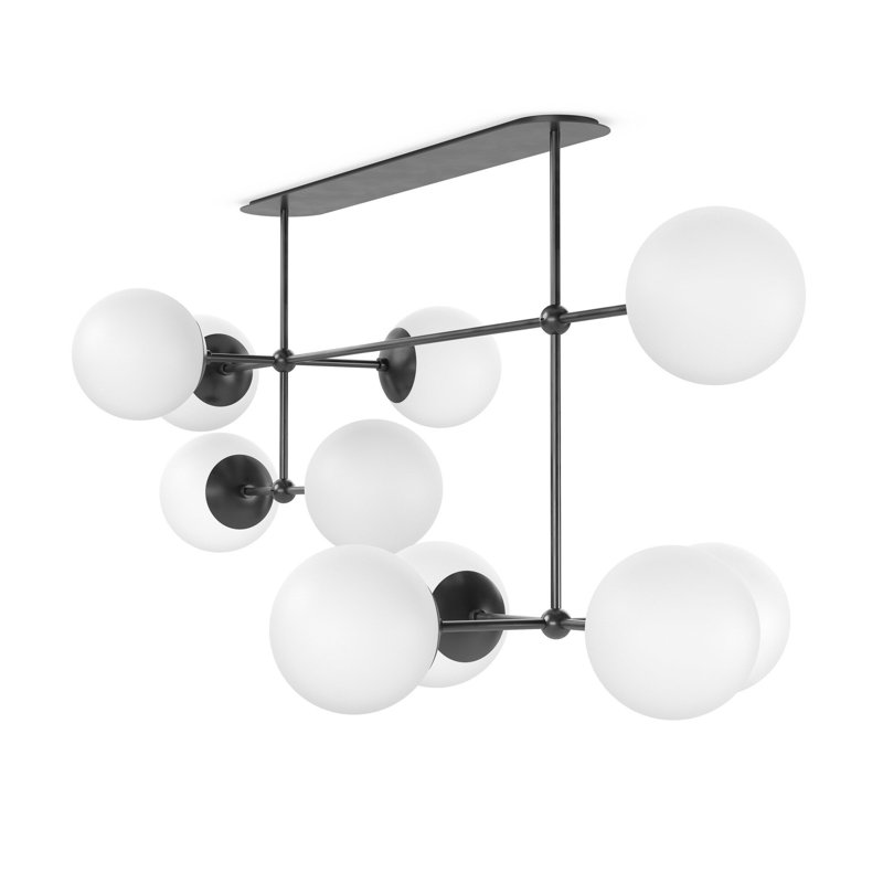 Armstrong 10 - Light Chandelier, Black Gunmetal, Marbled Matte Glass