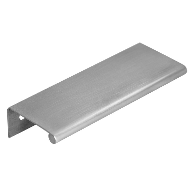 Modern Cabinet Finger Edge Pull, Satin Stainless Steel, 7 9/100"