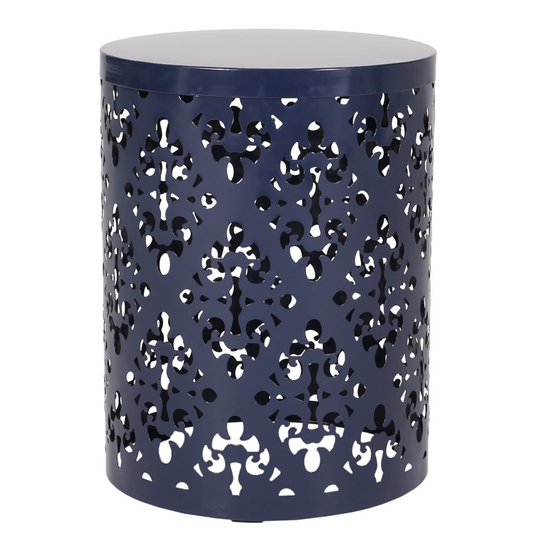 Table d'extérieur - grande taille, bleu marine, conception à coupe attrayante, l 13,75 po x P 13,75 po, sans assemblage requis Accent clair, élément, effet