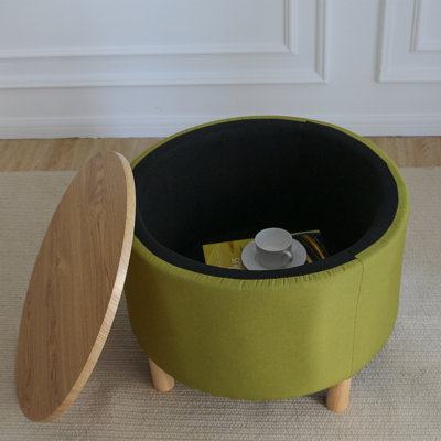 Table basse multifonctionnelle avec rangement pour le salon et la chambre à coucher en coton et en lin de grande capacité Sauget Pieds de couleur naturelle (crème)