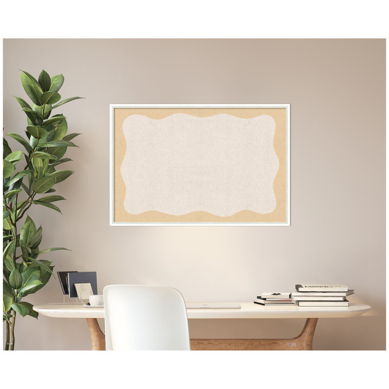 Tableau d'affichage en lin encadré en tissu, H 25 po x l 37 po x P 1,75 po, Lucie White, Jaune/beige