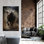 Impression sur toile d'animaux sauvages: décor de grotte majestueux, 1P or encadré