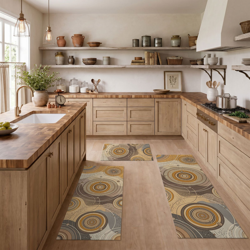 Tapis de cuisine lavables circulaires antidérapants