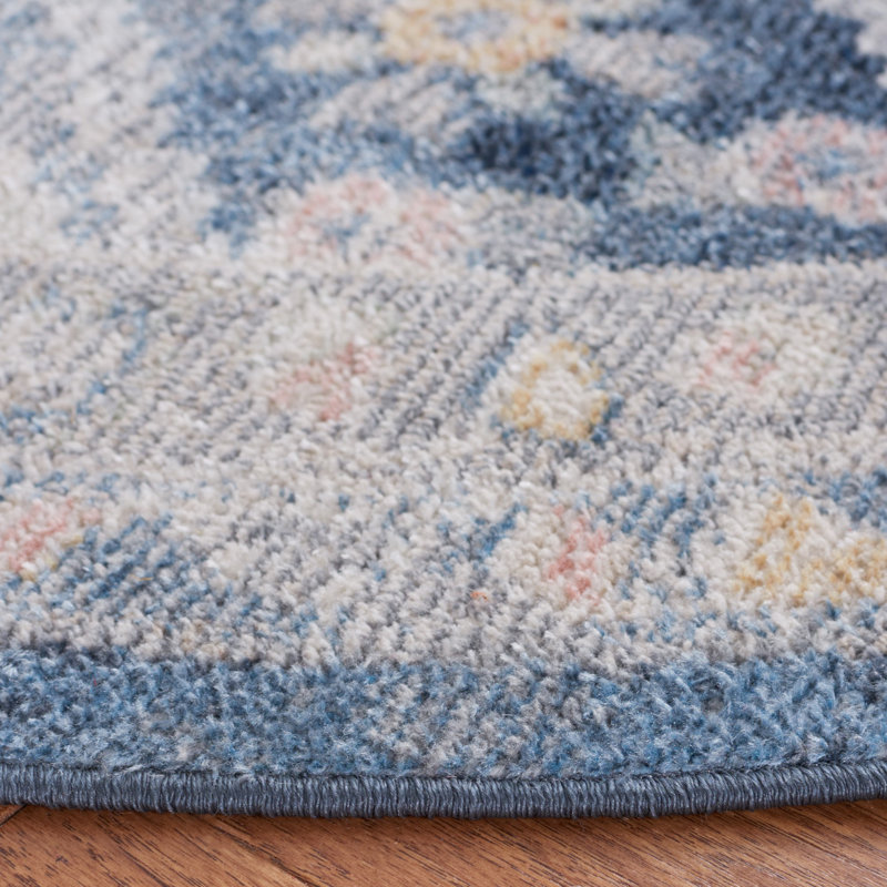 Tapis gris / bleu marine Hulse 220, Rond 6 pi 7 po