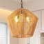 Lampe suspendue de 17 po en corde de chanvre - luminaire artisanal pour îlot de cuisine, salle à manger, finition naturelle de chambre à coucher, fer à repasser à hauteur réglable et salle à manger décorative