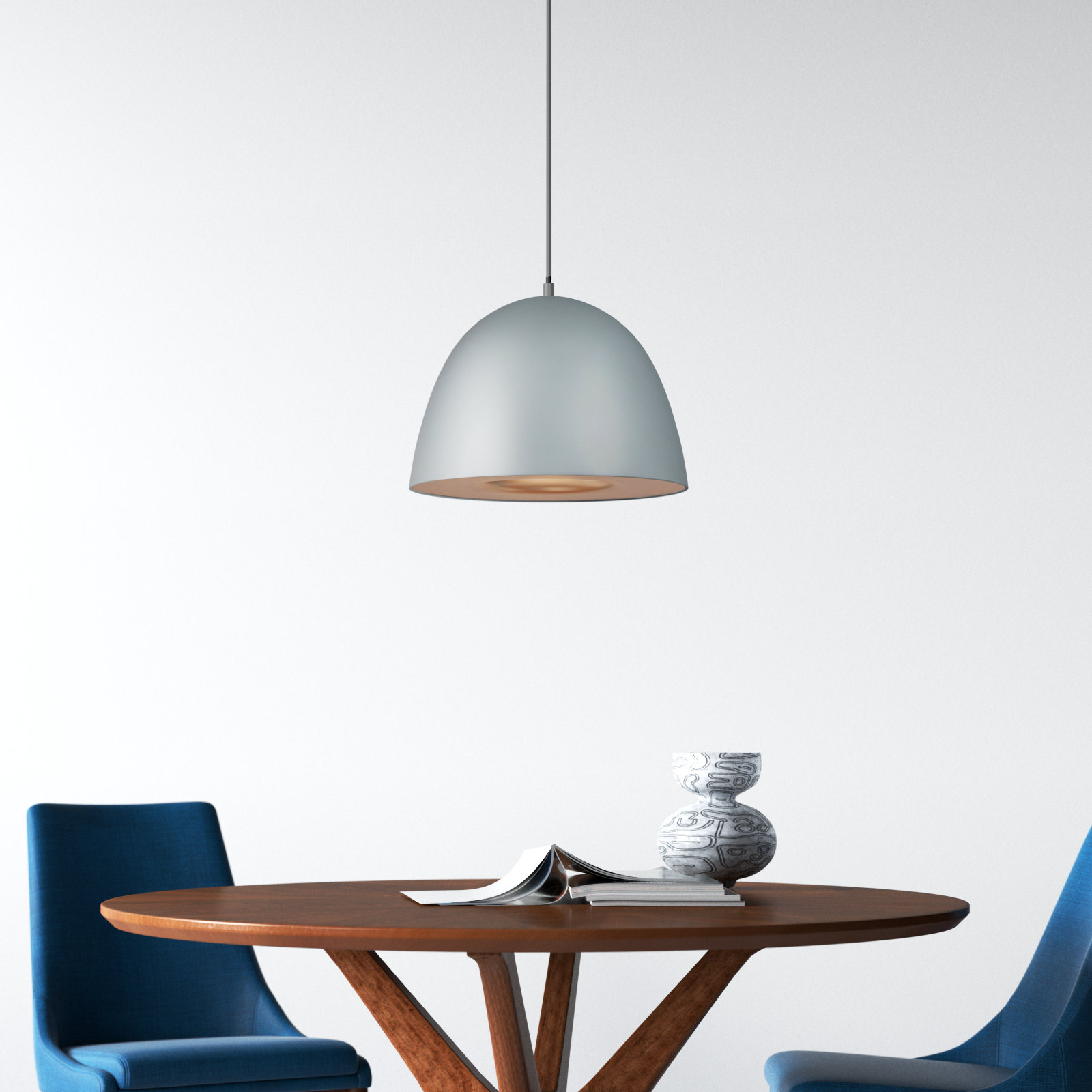 Natosha Single Light Metal Dimmable LED Pendant, Dark Gray/Coffee, 11" H x 15.75" W x 15.75" D