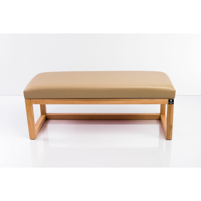 Faux Leather Upholstered Bench, 45cm H x 150cm W x 35cm D, Beige