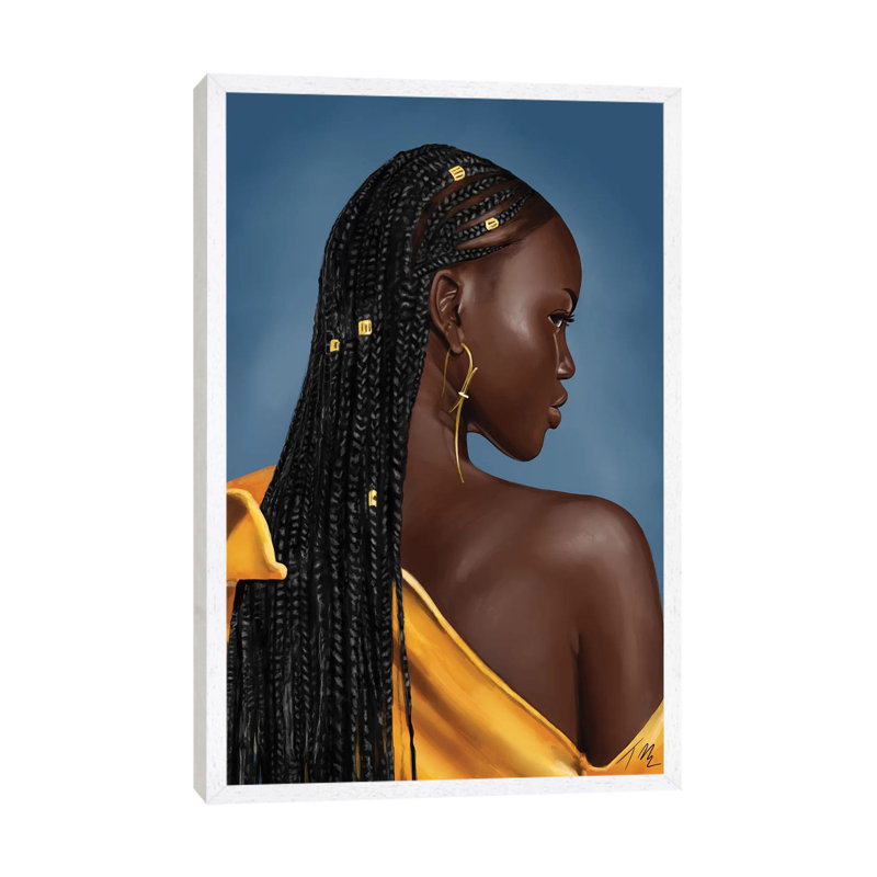 The Lioness by Tafari Mills - Print on Canvas, 101.6 cm H x 66.04 cm W, White Framed