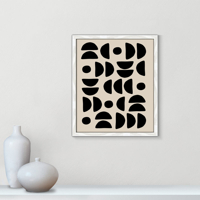 Motif géométrique semi-circulaire de Ristova, 16'' W x 19'' H, White Woodgrain, Framed Print