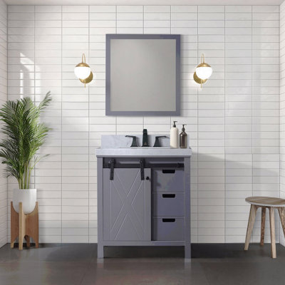 Ensemble de meuble-lavabo simple 30 po x P 22 po avec comptoir en marbre de Carrare et robinet