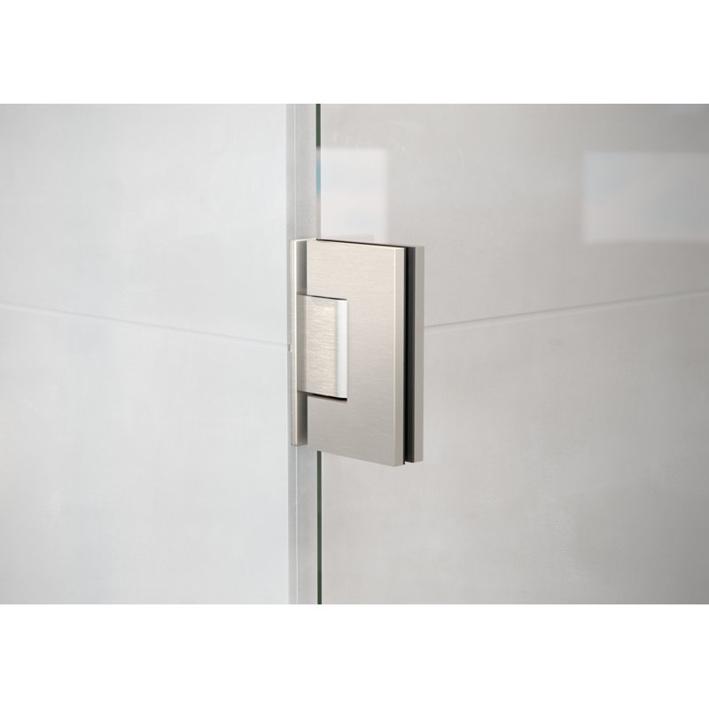 Illume 36.5 in. x 78 in. Fully Frameless Wall Hinge Shower Door, Brushed Nickel