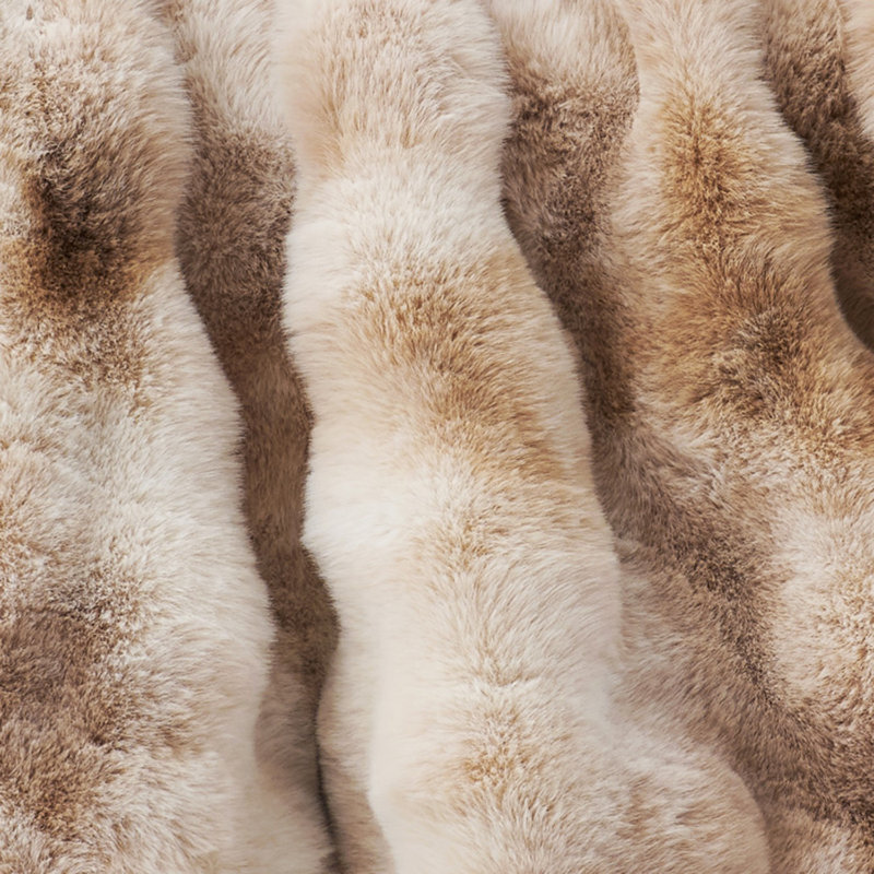 Jeté en fausse fourrure douce et luxueuse, Jeté, Tie-dye beige