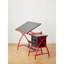 Table à dessin rouge avec tabouret compagnon - 3 compartiments de rangement, bureau inclinable réglable à 75 degrés, tiroirs de rangement, matériau